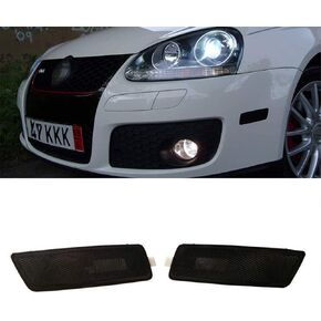 Front Bumper Side Marker Lights Turn Signal Lamps Lens For VW Golf 5 G-T-I Je-tta MK-5 2005-2009 1K5945071A 1K5945072A (Black)
