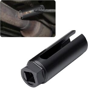 1 PC Side Cutout Oxygen Sensor Sleeve, 3/8 Japanese Hexagonal Nut Slotted Design Offset Oxygen Sensor Socket, Car Disassembly Assembly Wrench, Compatible with Many Types of Vehicles (Black)
