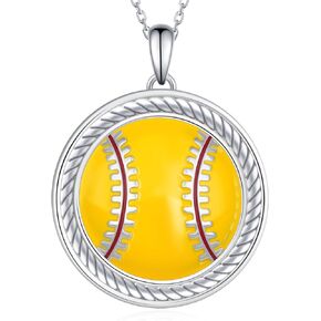 Softball Gifts for Girls Sterling Silver Softball Necklace Sports Jewelry for Girls Women