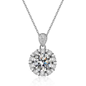 Delicate Sunflower 925 Sterling Silver Necklaces for Women，Imitation Diamond Necklace with 5 Carat 5A CZ Gemstone- Birthday Gift for Her | Slider Adjustable Birthday Gift for Her | Slider Adjustable