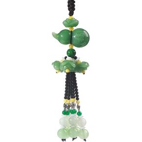 Chinese Traditional Style Green Crystal Hanging Decoration House Door Window Charm Hanging Pendant Amulet Pray for Luck Safety (Lucky and safe)