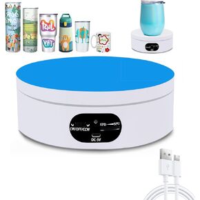Rotating Display Stand, 360 Degree Motorized Rotating Turntable, Adjustable Speed Rotating Display Stand, Electric Spinner for Photography Products Shows, Turner for Tumblers Display Base, White