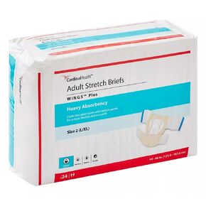 Cardinal Health™ Wings™ Plus Adult Stretch Briefs, Heavy Absorbency, Beige, Size 2, L/XL