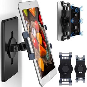 AboveTEK Universal Magnetic iPad Wall Mount, Swivel Holder, 360° Rotating Clamp Fits 6-13" Display Tablets, Strong Attach to Metal Surface on Cabinet Whiteboard Kitchen Fridge Steel Car Chasis