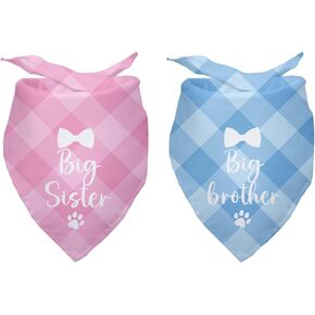 Big Sister Big Brother Dog Bandanas Pet Dog Pregnancy Announcement Gender Reveal Photo Prop Pet Scarf Decorations Accessories for Dog Lovers Owner Gift Pack of 2