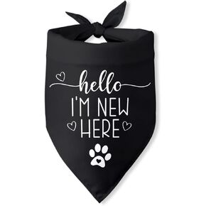 Hello I'm New Here Dog Bandana New Puppy Announcement Gift for New Owners Puppy Bandana Dog Owner Gifts Triangle Bibs Scarf Accessories for Small Medium Dogs Pets