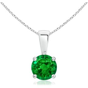 Angara Natural Emerald Solitaire Pendant Necklace in Sterling Silver/14K Solid Gold/Platinum for Women, Girls with 18" Chain | May Birthstone Jewelry Gift for Her |Wedding Anniversary Engagement