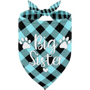 Dog Bandana, Big Sister Dog Bandana, Dog Scarf Classical Plaid Printing, Dog Scarf Accessories, Dog Bandana Pet Scarf, Pet Plaid Scarf Gender Reveal Accessories, Pet Scarf, Dog Bandana Gift (E1)