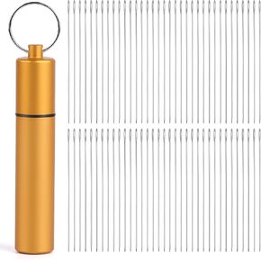 GarfxG 70pcs Beading Needles Straight Beading Needles for Jewelry Making, 0.45mm Diameter, 48mm/1.89" Length Fine Thread Seed Beads Needles with Storage Tube for Bead & Sequin Embroidery Crafting DIY