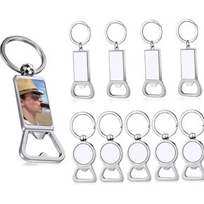 10 Pieces Sublimation Blank Keychains Sublimation Metal Bottle Opener Blank KeyRings Aluminum Heat Transfer Sublimation Keychains Customized Sublimation Photos for Husband, Boyfriend, Friends