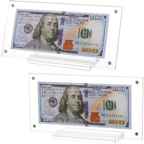 Ettonsun 2PCS Thickened Dollar Bill Frame,Dollar Bill Currency Display Holder,Money Frame for Collectors Currency Holder for Bills,Ticket Dollar Bill Protector Money Holder Stamps Photos Display Case