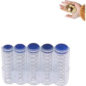 Coin Organizer Money Boxes,Coin Storage Tube Quarter Tubes,Coin Holder Capsules Coin Changer Dispenser Coin Box for Office Bank Protect Gasket Coin Holder Case (Black)