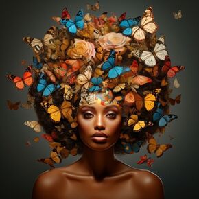 Cross Stitch Kits Counted Kit Cross-Stitching Pattern for Home Decor, 11CT Pre-Printed Fabric Embroidery Crafts Needlepoint Kit 50x50cm - African Women, Butterflies 2