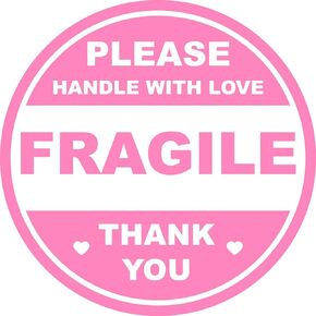 2 inch 300 PCS Pink Round Fragile Labels Circle Fragile Stickers for Shipping Mailing Envelops Cartons Pallets Adhesive Labels-Poskornwel