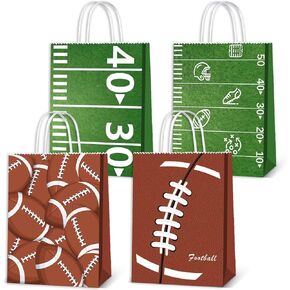 16pcs Football Goodie Bags for Boys with Handle Football Paper Bags Football Treat Bags Football Gift Bags Football Theme Party Decorations Football Party Bags for Kids Birthday Party Supplies