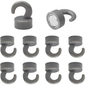 Small Magnetic Hooks Black (2024 New) for Refrigerator, Mini Magnetic Hooks for Cruise Cabins, Hook Magnets Tiny for Kitchen, Classroom, and Office - Pack of 10 (Black)