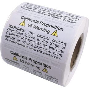 California Prop 65 Warning Labels - 2x1 Inch 500 Labels - Self Adhesive CA Proposition 65 Chemical Safety Stickers - P65 Health Alert Sign Tags - Perforated for Easy to Peel