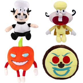 4pcs Pizza Tower Plush, 10" Noise Peppino Pepperman Pizza Face Pizza Tower Plushies Toys for Game Fans, Birthday Christmas Easter Gifts for Fans Kids and Adults (4pcs)