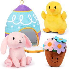 PREXTEX Easter Egg Stuffed Animals Plushie with Toy Accessories - Zip Up Small Toys with Storage | Kids Stuffed Animal Dolls, Baby Gift Bag, Party Favor, Birthday Gift Set | Baby Boy & Girl Age 3-5+