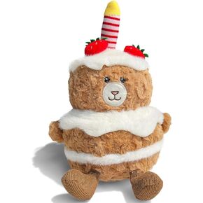 Birthday Stuffed Animals for Kids 10in Cute Fuzzy Cake Plush Toy for Girls Boys Kawaii Cozy Food Plushies for Toddler Huggable Teddy Bear Soft Toy for Birthday
