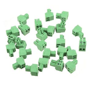 Fielect 25Pcs 3.81mm Pitch 2P PCB Screw Terminal Block Connector 300V 10A Pluggable Teminal Blocks Connector Green