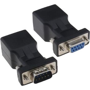 2PCS 9-Pin RS232 DB9 to RJ45 Serial Adapter Ethernet Converter for Standard 9 Pin D-sub RS-232 Devices Computer Laptop Printer DB9-F to RJ45-F & DB9-M to RJ45-F