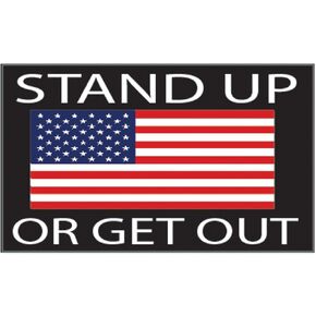 American Flag Stand Up Or Get Out USA Patriotic Stars and Stripes Auto Bumper Sticker Vinyl Decal for Car Truck RV SUV Boat Support US Military (1 Pack)