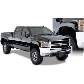 Bushwacker Pocket/Rivet Style Front & Rear Fender Flares | 4-Piece Set, Black, Smooth Finish | 40924-02 | Fits 2007-2013 Chevrolet Silverado 1500 w/ 6.6' or 8.1' Bed; 2007-2014 2500 HD/3500 HD