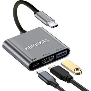 USB C to HDMI Adapter for iMac, 3-in-1 USB C HDMI Adapter with 4K HDMI Output USB 3.0 Port & PD 100W Fast Charging Port for MacBook Pro, iPhone 15, iPad Air, Dell XPS, etc