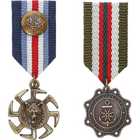 Metal Retro Vintage Military Medals Badge, Crown Geometric Colonel Brooch Pin, Medallas Militares Gold Shoulder Pads, For Patriot Royal Prince Army War Uniform, Men Costume, Ribbon, Epaulets (C, 2PCS)
