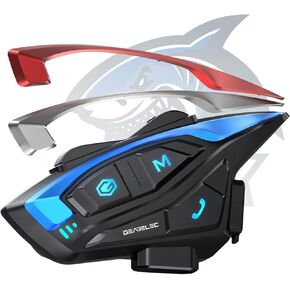 GEARELEC Motorcycle Helmet Bluetooth Headset【Deep Bass & Super-Noise-Reduction】Shark Pro Motorcycle Bluetooth Headset with Upgrade Hi-Fi Speakers, 2000M 8 Riders Motorcycle Intercom with Stereo Sound