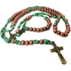 مجموعة أساور مسبحة ومسبحة باراكورد برونزية وأخضر من سانت جود - مسبحة كاثوليكية - هدايا كاثوليكية للرجال in Kuwait