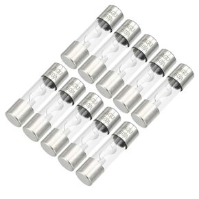 10 Pcs 10x38mm 0.39x1.50 Inch 20A Universal AGU Glass Fuse - Car Fuse Tube Power Safety Protect Glass Tube - Metal Silver Tone