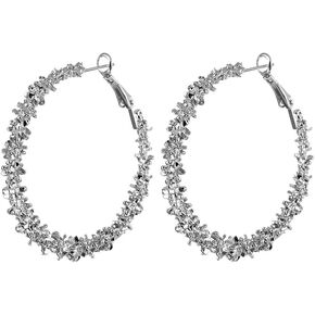 Large Circle Round Hoop Earrings Glitter Thorns Hoop Earrings Women Girls 80s 90s Hoop Earrings Hippie Circle Geometry Earrings Gift