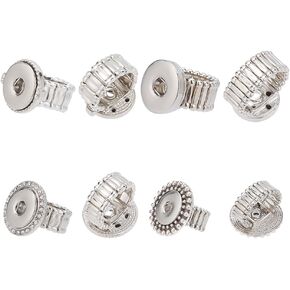 4pcs Snap Buttons Rings Jewelry Adjustable Snap Jewelry Ring Charms Metal Ring Accessory Snap Interchangeable Alloy Snaps DIY Rings for Women Finger Ring Jewelry Making Supplies
