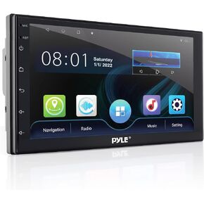 Pyle Double DIN Car Stereo Receiver - 7 inch 1080P HD Touch Screen Bluetooth Car Radio Audio Receiver Multimedia Player - WiFi/GPS/AM/FM Radio, Mirror Link for Android/iOS, Rear View Cam Support