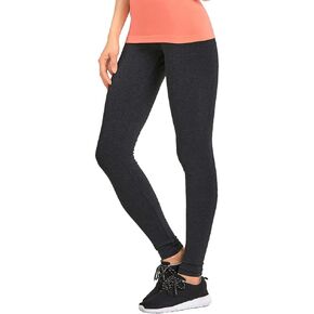 Sofra Women's Juniors High Waisted Cotton Layering Leggings Charcoal/grey M