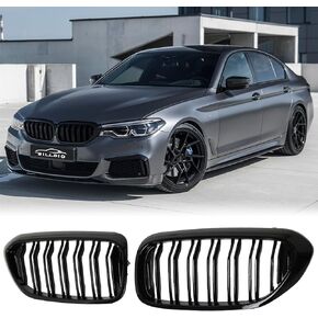 E60 Grille,Front Kidney M Color Grill Compatible with 2003-2009 BMW 5 series 520i,523i,525i,528i,530i,535i,550i,Double Slats 2Pcs
