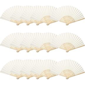 Woohome 15 PCS Hand Fan Foldable Paper Fan for Dancing, Part, Picnic, Wedding Party Gift, Guest Favour Wedding Decoration (White) in Kuwait