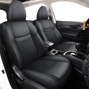 أغطية مقاعد LINGVIDO مخصصة لسيارة Nissan Rogue 2014 2015 2016 2017 2018 2019 2020، مجموعة كاملة، أسود، غير مخصصة للهجين والرياضة (أسود)