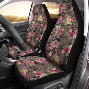 Bulopur Car Seat Cover Black Cute White Cow Print for Women Girls Comfortable Interior Car Seat Cushion Universal Fit for Car SUV Sedan Truck