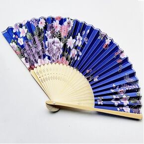Silk Fabric Bamboo Handheld Folded Fan Bridal Dancing Props Church Wedding Party Favors (24, RED)