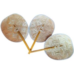 Pack Natural Bamboo Woven Hand Fan Summer Handmade Decorative Hand Fan for Party Supplies Wedding Style Vintage