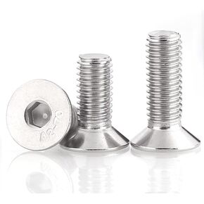 M4 Flat Head Screw, 50Pcs M4-0.7x8mm Flat Head Cap Screws and Bolts, 304 Stainless Steel, Machine Bolts,Full Thread,Allen Socket Drive,Bright Finish,Quantity 50 (M4x8mm) in Kuwait