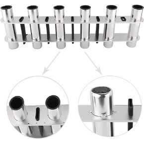 NovelBee Aluminum Alloy 6 Tubes Fishing Rod Holder for Boat Yacht