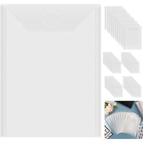 Briartw 80 Pack Storage Envelopes,Clear 7x9.4 Resealable Plastic Envelopes Pockets for Cutting Dies Stencil Crafts Organizer Holder,Storage Bag for Clear Stamp,Die Cuts,Scrapbook Paper,Photos