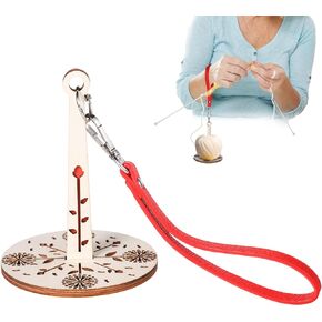 Portable Wrist Yarn Holder, Wood Wrist Yarn Ball Minder Storage with Leather Wristband Wooden Yarn Organizer Stand Knitting Supplies Crocheting Gift for Craft Lover