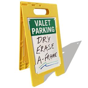 SmartSign 25 x 12 inch “Notice" Write-On Two-Sided Folding Floor Sign, Dry Erase, Digitally Printed Polypropylene Plastic, Multicolor