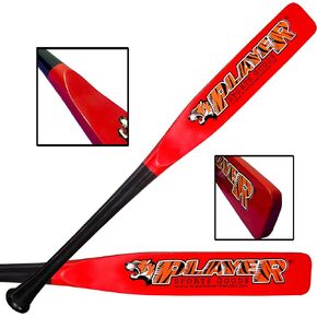 PSG 34"" High Grade-Pro Maple Flat Half Paddle Training Baseball & Softball Bat in Lenght: 34"" / Weight: 25 oz/Flat Dia: 3"" for Adult & Professional Players by Player Sports Goods LLC, Black & Red