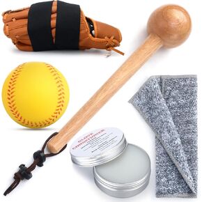 5 Pcs Baseball Glove Break in Kit Include Solid Construction Glove Mallet Practice Ball Wrap Band Glove Conditioner Cleaning Cloth for Adult Kids Youth Softball Baseball Catcher Accessories in Saudi Arabia
